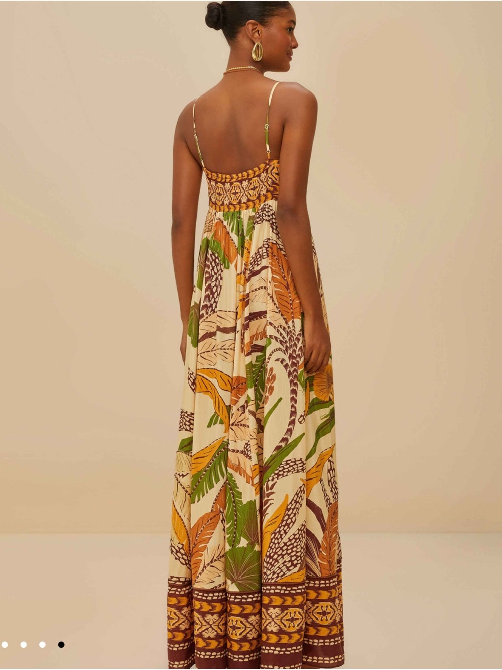 FARM Rio Sand Foliage Sketch Tropical-Leaf Maxi Dress NWT - Picture 3 of 4